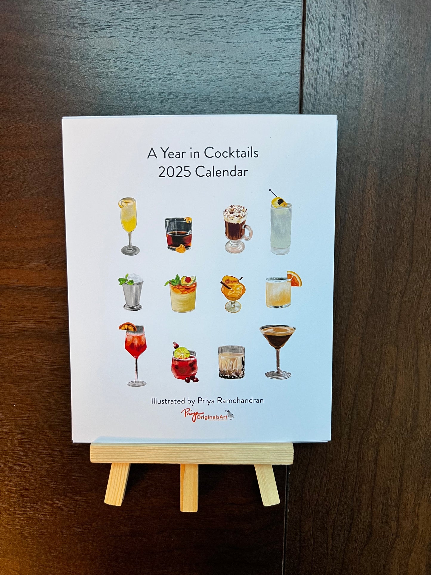 A Year in Cocktails - 2025 Desktop Calendar + easel