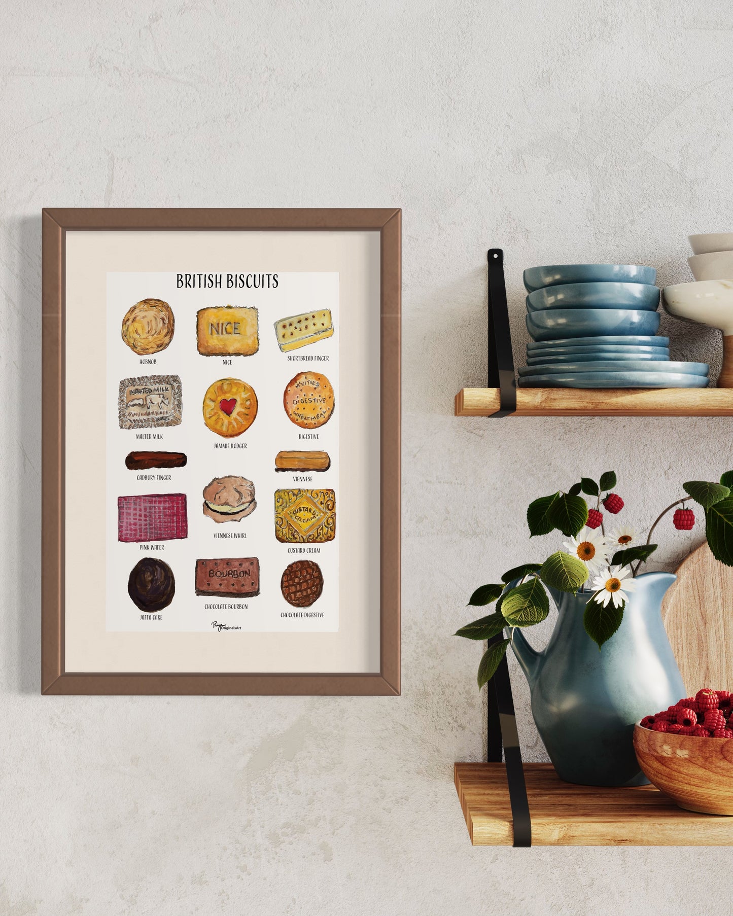 British biscuits print illustration