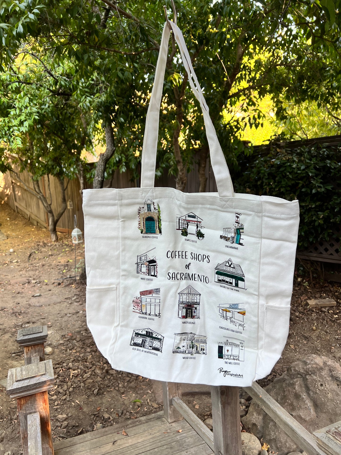 Updated design! Coffee Shops of Sacramento Canvas tote bag