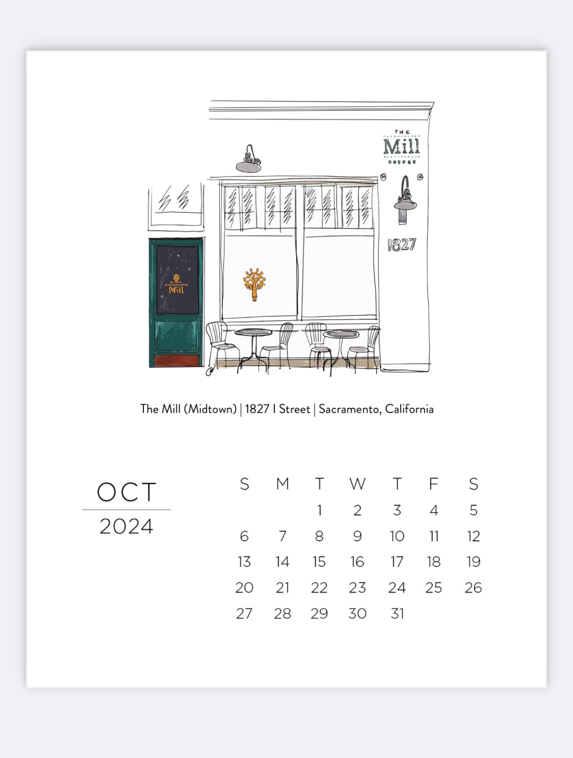 Coffee Shops of Sacramento - 2024 Desktop Calendar - limited edition